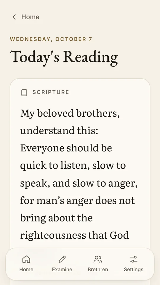 Today&rsquo;s Reading, opening with Scripture from James 1, Everyone should be quick to listen, slow to speak, and slow to anger.